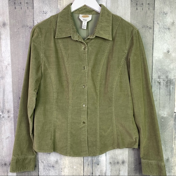 Talbots Tops - TALBOTS Green Corduroy Button Down Shirt Size Medium